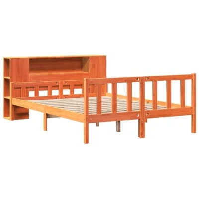 Afbeelding van vidaXL Bed met boekenkast zonder matras hout wasbruin 150x200 cm
