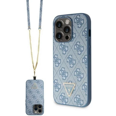 Afbeelding van Guess 4G Triangle Crossbody Back Case Geschikt voor Apple iPhone 14 Pro Max (6.7&quot;) Blauw