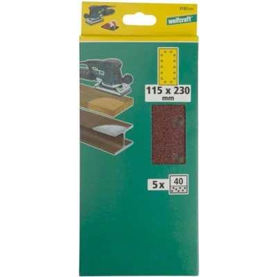 Afbeelding van Wolfcraft 3182000 Oscillerend schuurpapier Met klittenband, Geperforeerd Korrelgrootte 40 (l x b) 230 mm 115 5 stuk(s)