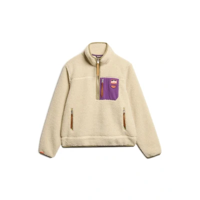 Afbeelding van Superdry Vintage retro fleecetrui met halve rits Dames Truien
