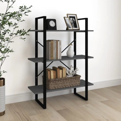 Afbeelding van Boekenkast met 3 schappen 80x30x105 cm massief grenenhout grijs