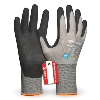Afbeelding van Gebol Master Flex Werkhandschoenen voor universeel gebruik, dermatologisch geteste nitril handschoenen, dames en heren, maat M (Gr 8), grijs, 1 paar