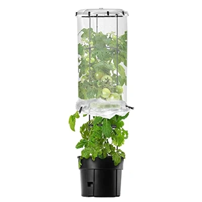 Afbeelding van KADAX Pot met deksel voor volwassen tomaten, parasol bloempot, bloempotset rooster, kweektoren rankrooster, bescherming tomaten (30 cm)