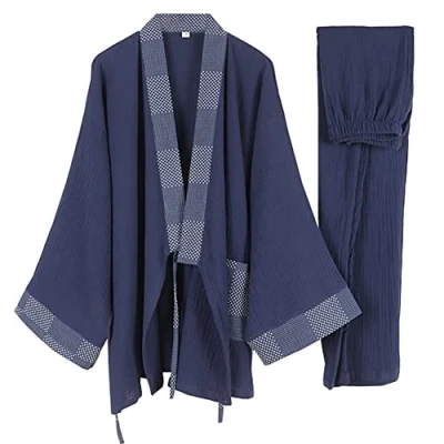Afbeelding van Mannen Japanse Kimono Katoen Hanfu Oude Pyjama Pak Plus Size Taoïstische Kleding Zen Kleding, Color13, L
