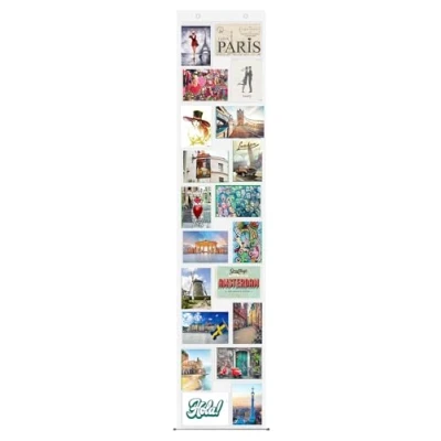 Afbeelding van Trendfinding® fotogordijn voor foto&#039;s van 10 x 15 cm, met 20 vakken, combinatie staande en liggende foto&#039;s, ook geschikt prenten, ansichtkaarten