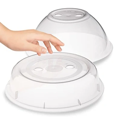 Afbeelding van Hausfelder Magnetronafdekking, set van 2, hoog en plat, afdekhoes voor de magnetron, BPA vrij