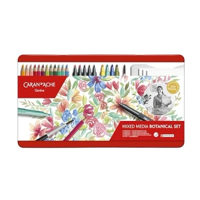 Afbeelding van Caran d&#039;Ache Mixed Media Botanical 3000.123 by Julie Thomas Metalen koffer, 24 delig