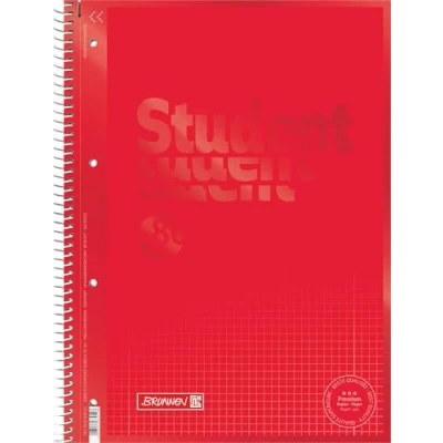 Afbeelding van Brunnen 1067928123 Notitieblok/Collegeblok Student Colour Code (A4 geruit, liniatuur 28, 90 g/m², 80 vellen) rood