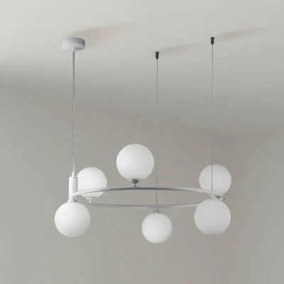 Afbeelding van Maytoni hanglamp Ring, wit/wit, 6 lamps glas Ø 58 cm