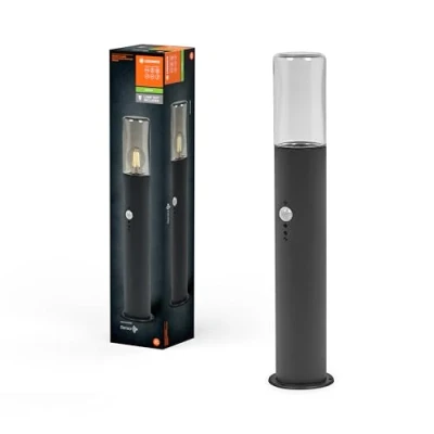 Afbeelding van LEDVANCE ENDURA CLASSIC FIGO CYL buitenlantaarn, wandlamp, donkergrijs, 49 cm, edelstaal, snelle en eenvoudige installatie, IP44, bewegingsmelder, daglichtsensor, flexibel gebruik in buitenruimtes