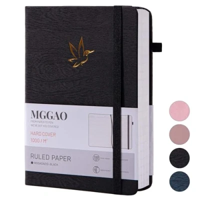 Afbeelding van MGGAO gelinieerd notitieboek om te schrijven, dagboek met 320 pagina&#039;s, hardcover 100 g/m² dik papier, A5 formaat voor werk, studie