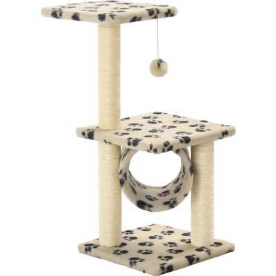 Afbeelding van vidaXL Kattenkrabpaal met sisal krabpalen 65 cm pootafdrukken beige