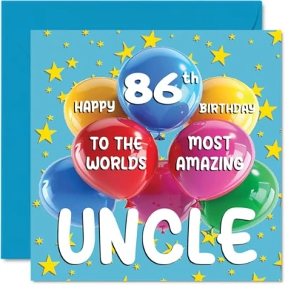 Afbeelding van 86 jaar verjaardagskaart voor oom World&#039;s Most Amazing Uncle van nichtje en neef, 145 mm x mm, jaar, wenskaarten