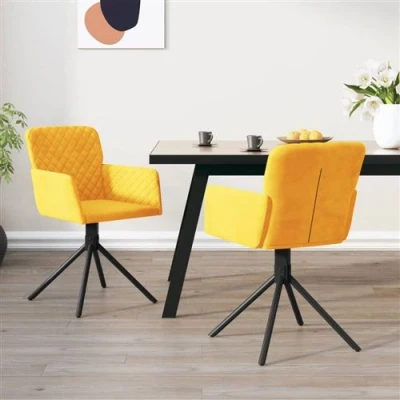 Afbeelding van vidaXL Eetkamerstoelen draaibaar 2 st fluweel geel