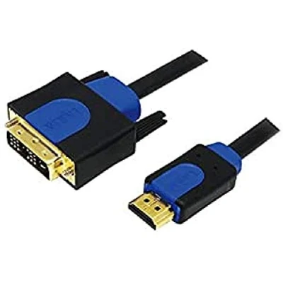 Afbeelding van LogiLink CHB3102 DVI kabel / HDMI Adapterkabel D 18+1 polige stekker, A stekker 2.00 m Zwart Vergulde steekcontacten, Schroefbaar