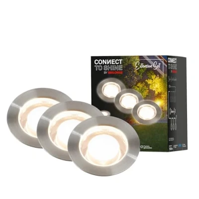 Afbeelding van Briloner LED vloerinbouwspots 3917032 Uitbreidingsset voor artikel 3916032 met aardingscontactdoos Warm wit licht IP67 1 watt en 100 lumen per stuk Ø45x66mm Zilverkleurig