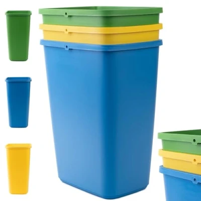 Afbeelding van KADAX Set van 3 vuilnisemmers voor afvalscheiding, vuilnisemmer robuust kunststof, het verzamelen glas, kunststof en papier (3 x 12 l)