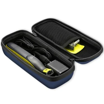 Afbeelding van ProCase Philips OneBlade QP2520/30, schokbestendige hoes voor elektrisch scheerapparaat, QP2530/30, QP2630/30, QP2530/25, QP2520/90, QP2520/70, met accessoirevak, marineblauw, compact