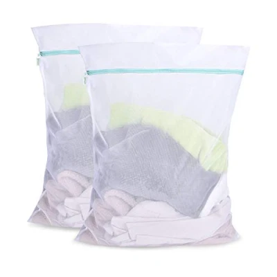 Afbeelding van OTraki Waszakken 60 x 80 cm 2 Stuks Mesh Waszakjes Herbruikbaar Wasmachine Tas Wasnetten met Rits voor Ondergoed Trui Jurk Blouse Sokken Vuile Kleren College Slaapzaal Reisorganisator