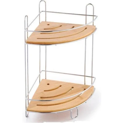 Afbeelding van Hoekschappen DKD Home Decor Natuurlijk Bamboe Roestvrij verchroomd metaal 2 Planken 19,5 x x...