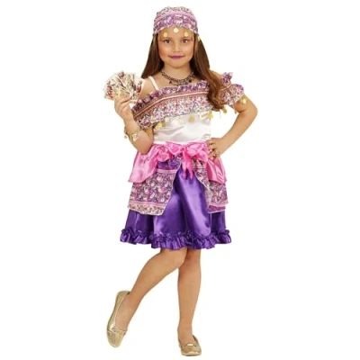 Afbeelding van Widmann Zigeuner &amp; Zigeunerin Kostuum Traditionele Paars, Roze Maat 116 Carnavalskleding Verkleedkleding