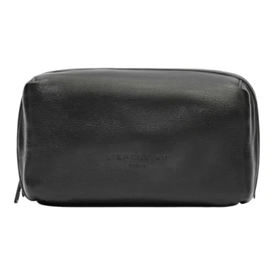 Afbeelding van LIEBESKIND BERLIN Leren Utensil zak Toilettas Hera Sheep Natural Pouchette Beauty Black Zwart