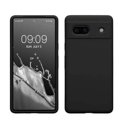Afbeelding van kwmobile telefoonhoesje geschikt voor Google Pixel 7a Hoesje met siliconen coating Smartphone case in mat zwart