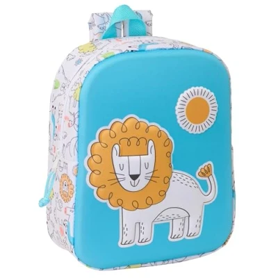 Afbeelding van Safta LION 3D Sac à dos de crèche 3D, adaptable au chariot, nettoyage facile, idéal pour les enfants différents âges, confortable et polyvalent, qualité résistance, 22 x 10 27 cm, Blanc/bleu