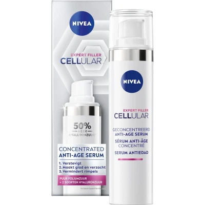 Afbeelding van NIVEA CELLular Expert Filler Anti Age Serum Gezicht Ouder wordende huid Gezichtsserum Met hyaluronzuur en collageenbooster 40 ml