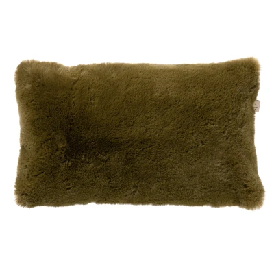 Afbeelding van Dutch Decor ZAYA Kussenhoes 30x50 cm bontlook effen kleur Military Olive groen met rits zonder binnenkussen