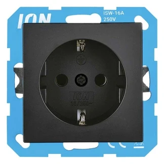 Afbeelding van Stopcontact ION Industries J1/V1 (Inbouw, Randaarde, Mat zwart)
