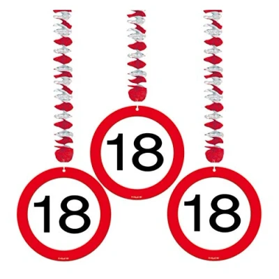 Afbeelding van Decoratie spiraal 18 Verkeersbord 3 stuks