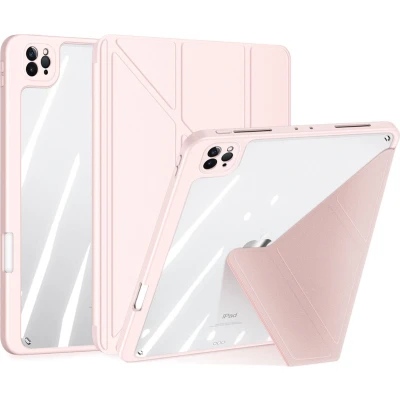 Afbeelding van Dux Ducis Hoes geschikt voor Apple iPad Pro 13 (2024) Magneet sluiting Auto Sleep/Wake functie Met Pencil houder Roze