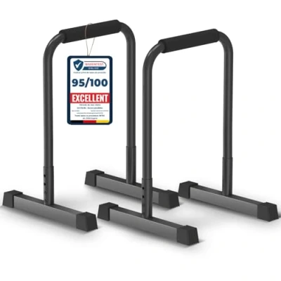 Afbeelding van DH FitLife Dip Bars Stang &amp; Verstelbaar Station 80 90 cm Parallettes voor Calisthenics en Krachttraining Stabiel Veilig Indoor Outdoor Fitnessapparatuur