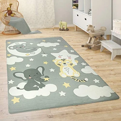 Afbeelding van Paco Home Kindervloerkleed Kinderkamer Speelkleed Babykleed Dieren Regenboog Hart 155x230 cm