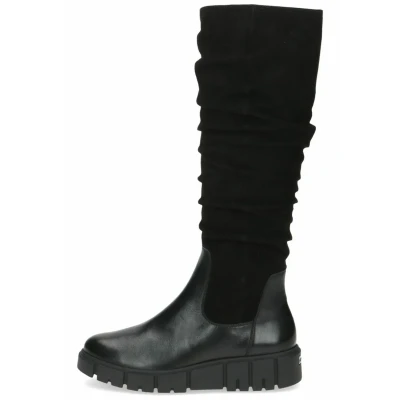 Afbeelding van Caprice Laarzen met sleehak Black comb, Dames, Maat: 38, comb Leer
