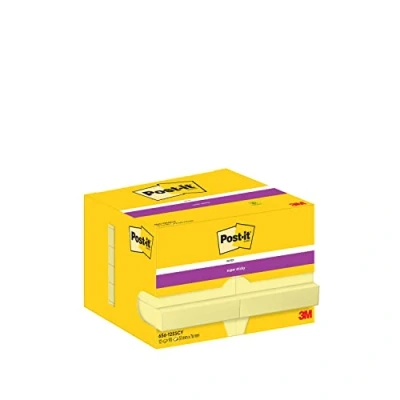 Afbeelding van Post It Super Sticky Notes, 90 vel, ft 51 x 76 mm, geel, pak van 12 blokken memoblok