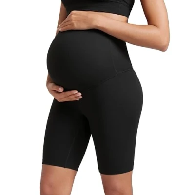 Afbeelding van CRZ Yoga Butterluxe Zwangerschapsshorts boven de buik 10,2 cm/15,2 cm Over Bump Sport Biker Zwangerschap Shorts Leggings, zwart., 38