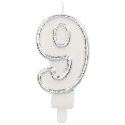 Afbeelding van Folat Kaars cijfer 9 simply chique silver cm