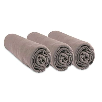Image de Lot de 3 Draps Housse 60x120 cm Lit Bébé, Berceau, Parapluie 60 x 120 Bambou Hypoallergénique Taupe Extensible &amp; Respirant Sommeil sain Marque Easy Dort Oeko Tex Fabriqué en Europe