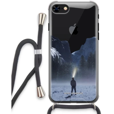 Afbeelding van Case Company® hoesje met Koord geschikt voor iPhone 8 Wanderlust Telefoonhoesje Zwart Extra Bescherming aan alle Kanten en Over de Schermrand