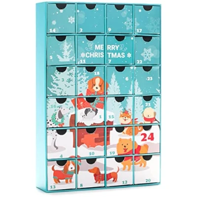 Afbeelding van BRUBAKER Dogs Adventskalender voor het vinden DIY Christmas Kalender traktaties, snacks, verfijningen de vier pootjes vriend, vrienden of familie huisdierenkalender met 24 paar