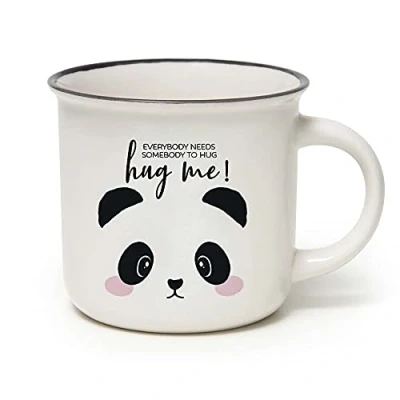 Afbeelding van Legami Cuppuccino mok van porselein New Bone China, ontbijtbeker, koffiemok, vaatwasmachinebestendig, diameter 10 cm, inhoud 350 ml, Panda thema