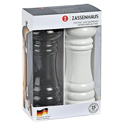 Afbeelding van Zassenhaus Berlin zoutmolen set 18 cm wit en zwarte pepermolen