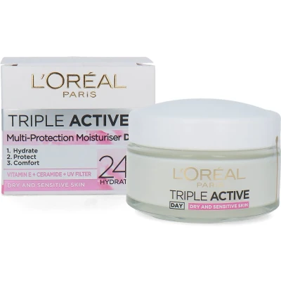 Afbeelding van L&#039;Oréal Triple Active Dagcrème 50 ml (voor droge en gevoelige huid)