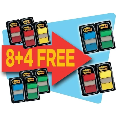 Afbeelding van Indextabs 3M Post it 680 25.4x43.2mm 10+2 gratis assorti
