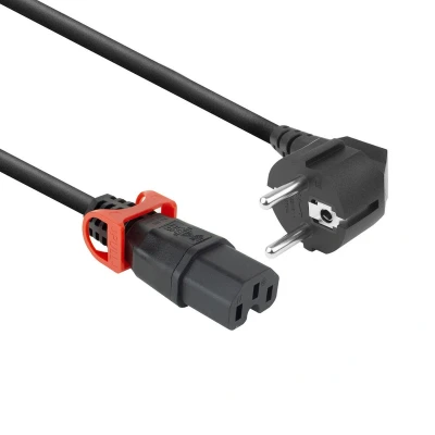 Afbeelding van ACT Netsnoer CEE 7/7 male (angled) C15 IEC Lock+ zwart 2 m, EL604S