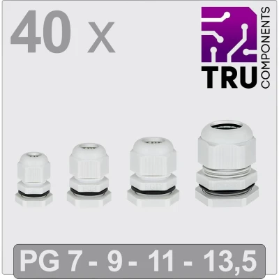 Afbeelding van TRU COMPONENTS TC 13448360 Wartel PG7, PG9, PG11, PG13.5 Polyamide Grijs 40 stuk(s)