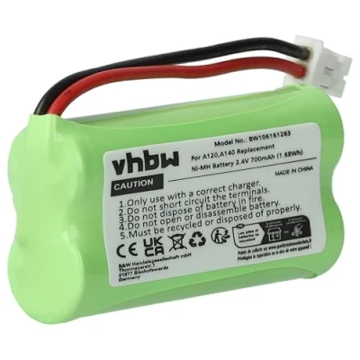 Afbeelding van vhbw NiMH batterij 700 mAh (2,4 V) compatibel met Siemens Gigaset A260 Trio, A265, A345 vervanging voor V30145 K1310 X359, X383.