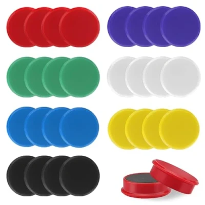 Afbeelding van Hisdricus 28 magneten, schoolbordmagneten, magneetbordmagneten, ronde kleurrijke magneten Ø 30 mm, sterke geschikt voor schoolborden, koelkasten, prikborden, borden